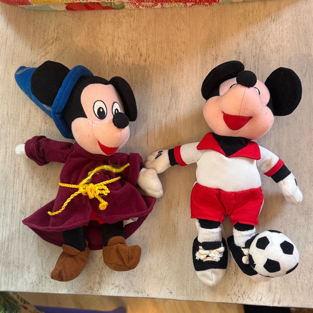 Mickey Mouse soccer and sorcerer beanie babies